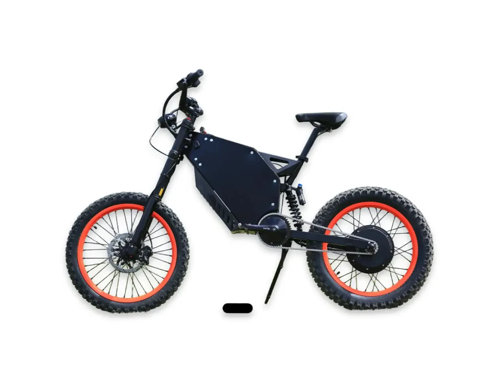 Vector Typhoon 10kw Electric Bike tackling a rugged off-road path with a rider.
